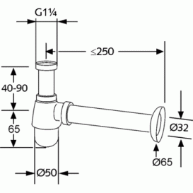 Бутылочный сифон для биде Kludi хром 1032105-00