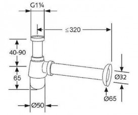 Бутылочный сифон для биде KLUDI PLUS нержавеющая сталь  хром  1032305-00