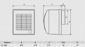 Побутовий вентилятор Soler & Palau EB-250 HT центробіжний білий 5211712400