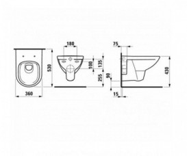 Чаша подвесного унитаза Laufen Pro 36х56 см с сиденьем и крышкой белый H8669500000001