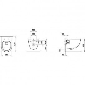 Чаша подвесного унитаза Laufen Pro Rimless  36х53 см с нишей  с сиденьем и крышкой белый H8669540000001