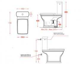 Чаша унітазу-компакту Artceram Civitas 36х73 см кераміка шампань CIV004 02;00