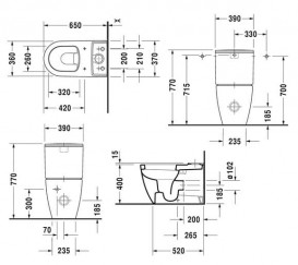 Чаша унитаза-компакта Duravit ME by Starck 37х65 см керамика белый 2170090000