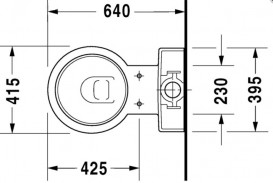 Чаша унитаза-компакта Duravit Starck 1 41,5х64 см с покрытием WonderGliss керамика белый 02330900641