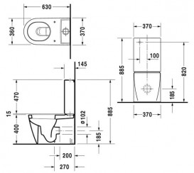 Чаша унитаза-компакта Duravit Starck 2 37х63 см керамика белый 2145090000
