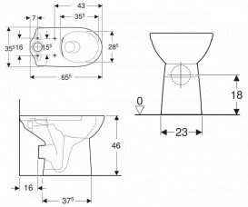 Чаша унітазу-компакта Geberit Selnova Comfort безободковая 35,5х65,5 см фарфор білий 500.486.01.1