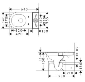 Чаша унітазу-компакту Hansgrohe EluPura Original AquaChannel Flush 36,5х64 см кераміка білий 60135450