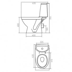 Чаша унітазу-компакта Kolo Runa горизонтальний випуск кераміка білий L83200000
