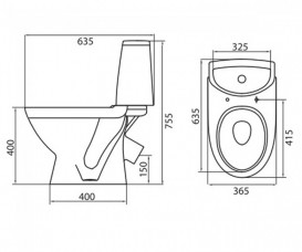 Чаша унитаза-компакта Kolo Runa косой выпуск керамика белый L83202000