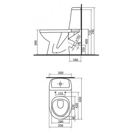 Чаша унитаза-компакта Kolo Solo косой выпуск керамика белый 73207-000