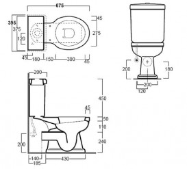 Чаша унітазу-компакта підлоги Simas Londra 39,5х67,5 см горизонтальний випуск фаянс білий LO 931