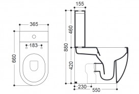 Чаша унитаза-компакта напольного Axa Glomp 36,5х66 см керамика белый глянцевый 0201301
