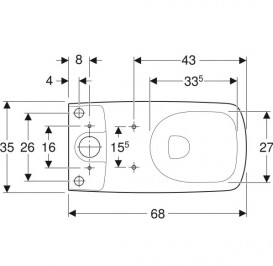 Чаша унитаза-компакта напольного Geberit Selnova Square Rimfree 35х68 см фарфор белый 500.489.01.1