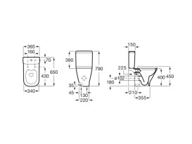 Чаша унитаза-компакта Roca Gap Square Rimless 34х65 см сантехническая керамика белый A342479000