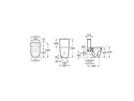 Чаша унитаза-компакта Roca Inspira Rimless 37,5х60 см сантехническая керамика оникс A342529640