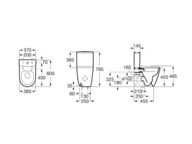 Чаша унитаза-компакта Roca Ona Rimless 36х60 см сантехническая керамика белый A342688000