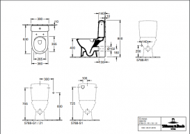 Чаша унитаза-компакта Villeroy & Boch O.novo 36х60,5 см открытый смывной край Compact CeramicPlus альпийский белый 5689R0R1