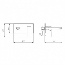 Cмеситель для раковины настенный Volle De la Noche однорычажный черный 10-40-1300-black