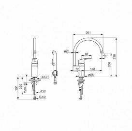 Змішувач змішувач для кухні Oras Safira з ручним душем 1033