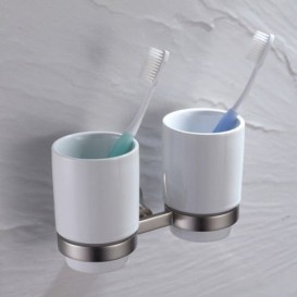 Cтакан для зубних щіток подвійний Kraus Amnis з настінним тримачем хром KEA-11116CH