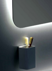 Cтакан для зубных щеток Flab Combi с держателем композитный материал/металл белый/хром 102