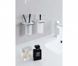 Cтакан для зубных щеток Sonia S-Cube настенный белый/хром 166831