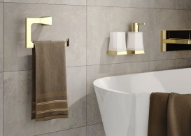 Cтакан для зубных щеток Sonia S7 настенный белый/золото 138395