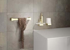 Cтакан для зубных щеток Sonia S7 настенный белый/золото 138395