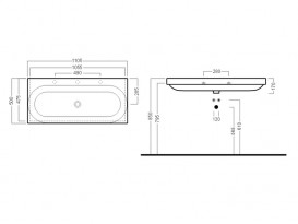  Раковина для ванной без отверстий Hatria DAYTIME 110х50 см 0YQ01