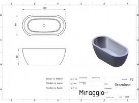 Декоративна міні-ванна зі штучного каменю Miraggio Greenland 18,5х8,9 см литий мармур Miramarble білий 0001061