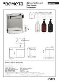 Тримач для дозатора рідкого мила Bemeta Hotel подвійний нержавіюча сталь полірована 146109431