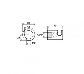 Тримач для душу Ravak із виходом для води латунь чорний матовий X07P572