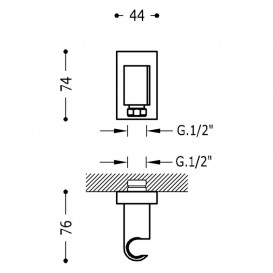 Держатель для душа Tres Shower Technology квадратный с настенным забором воды сталь 20718201AC