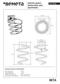 Держатель для фена спиральный Bemeta Hotel латунь хром 132117022