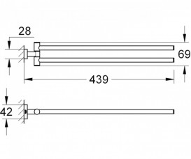 Держатель для полотенец Grohe Essentials Cube поворотный металл темный графит матовый 40624AL1