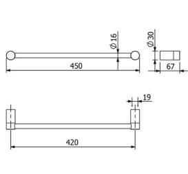 Держатель для полотенец Kludi Vela R 45 см брашированная бронза PVD 58980N1