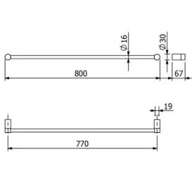 Держатель для полотенец Kludi Vela R 80 см брашированный никель PVD 58961N5