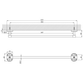 Держатель для полотенец Kroner KRM Elbe-ACC2901 61,5 см хром CV022847