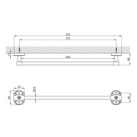 Держатель для полотенец Kroner KRM Elbe-ACC2901-1 52,5 см хром CV022848