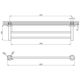 Тримач для рушників Kroner KRP Edelstahl Klassisch-ESG3709 62 см нікель CV025641