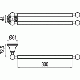 Держатель для полотенец настенный с двойной штангой Tres Retro-Tres состаренная латунь 5246360851