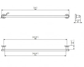 Держатель для полотенец Sonia Tecno Project 79 см латунь матовый никель 186945