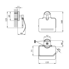 Держатель для туалетной бумаги Kroner KRM Elbe-ACC2903 с крышкой хром CV022853