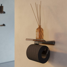 Держатель для туалетной бумаги Sonia Luce с полочкой латунь/акриловое стекло черный/коричневый 182589