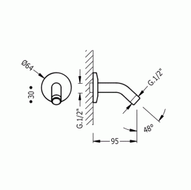 Держатель для верхнего душа Tres Eco хром 13473850