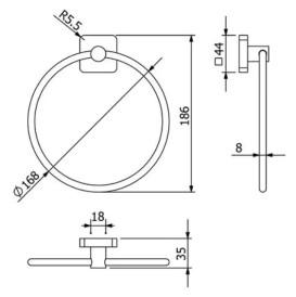 Тримач-кільце для рушників Kludi Vela S чорний матовий 2597839