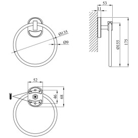Тримач-кільце для рушників Kroner KRM Elbe-ACC2904 хром CV022857