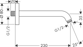 Тримач верхнього душу Hansgrohe 230 мм шліфований чорний хром 27412340