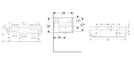 Детская раковина Geberit Bambini 140х39 см с тремя зонами Varicor белый альпийский декор карминово-красный/оранжевый 502.976.FY.1