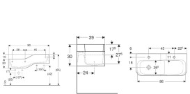 Детская раковина Geberit Bambini 90х39 см с двумя зонами Varicor белый альпийский декор зеленый лес/светло-зеленый 502.973.79.1